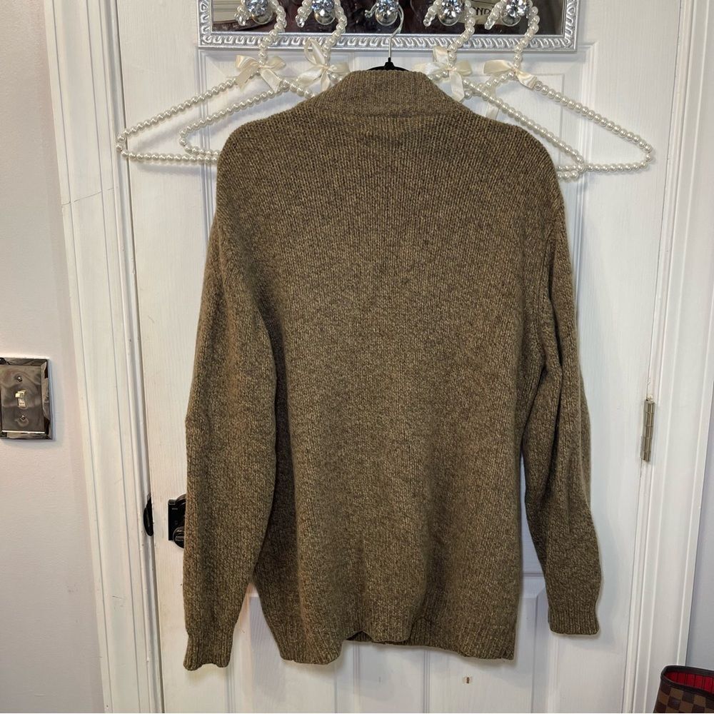 L.L. Bean Men's Tan Zip-Up Ultimate 100% Lambs Wool Sweater - Picture 5 of 7